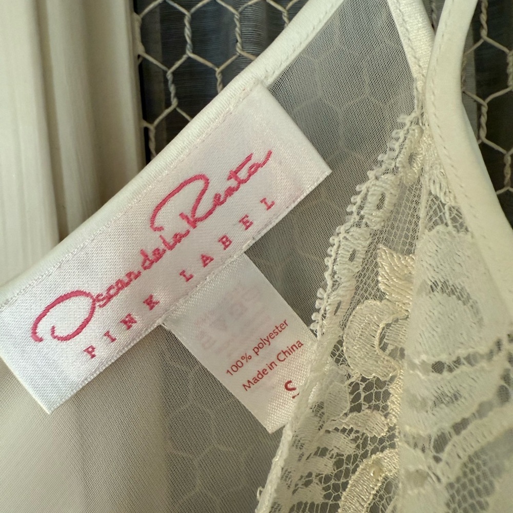 Vintage Oscar de la Renta Pink Label White Bridal Lace Fairy Nighty Chemise - Picture 3 of 11